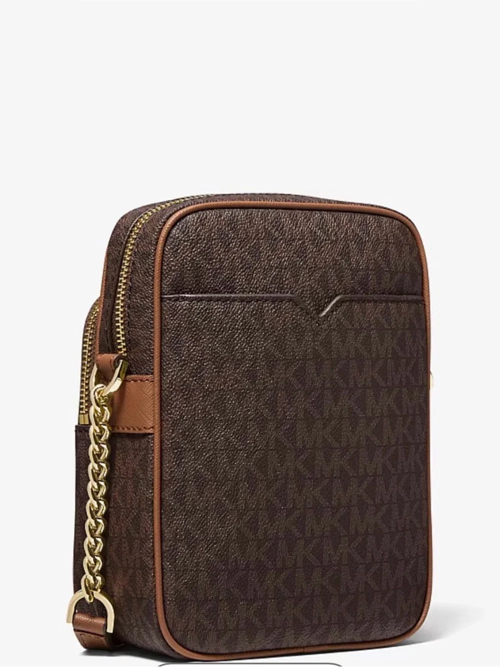 Michael Kors Brown MK Logo Crossbody with Gold Hardware
